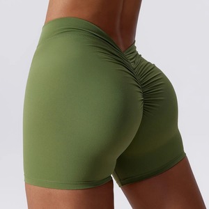 Pantalones cortos de gimnasio de cintura alta en forma de V para mujer, ropa de Yoga transpirable personalizada con cierre de cintura elástica - Product Image 2
