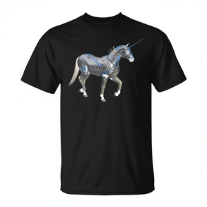 Camiseta con símbolo mágico de unicornio, caballo, animal, color negro, talla para adulto - Product Image 2