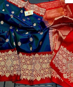 Phụ Nữ Hợp Thời Trang Mặc Banarasi Lụa Saree Với Phong Phú Pallu Mô Hình Nặng Kanjipuram Lụa Saree Với Áo Mảnh Đám Cưới Mặc Saree - Product Image 5