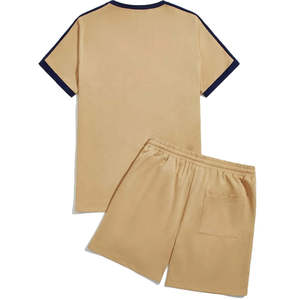 Respirant été hommes ensemble court vêtements de sport T-Shirt à manches courtes et short deux pièces ensemble unisexe Polyester coton décontracté - Product Image 2