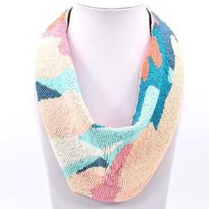 Collier écharpe élégant de broderie de perles de rocaille Collier écharpe de perles de rocaille artisanales Collier écharpe de perles de rocaille brodées - Product Image 1