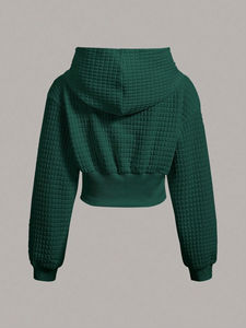 Sudadera con Capucha Personalizada con Logotipo para Mujer, Sudadera Deportiva, Sudadera Corta Informal para Mujer, Sudadera Corta con Lavado Ácido - Product Image 2