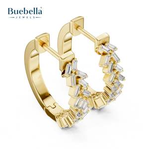 Vente chaude personnalisée 925 en argent Sterling fabriqué Baguette diamant boucle d'oreille pour les femmes partie porter - Product Image 3