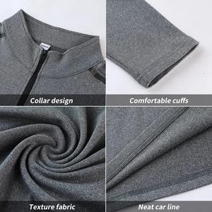 Chemises pour hommes T-shirt athlétique à manches longues et à fermeture éclair Vente en gros T-shirt de sport pour hommes - Product Image 4