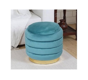 Tabouret pouf en velours vert design de luxe base dorée de qualité supérieure avec un style unique utilisé dans le salon de la maison au meilleur prix - Product Image 2