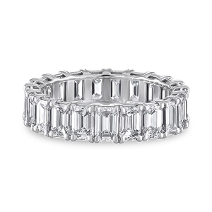 Anillo de Eternidad con Diamantes de Corte Esmeralda de 4.40 Quilates en Oro Blanco, Anillos de Diamantes de Lujo - Product Image 1