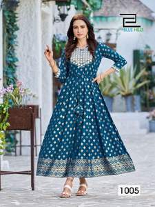 Anarkali Kurti en rayonne brodée de style pakistanais islamique pour femmes et filles, pour mariage, fête, vente en gros - Product Image 5