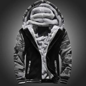 Wholesale High Quality Winter Warm Custom Logo Zipper <b>Thick</b> Fleece <b>Men</b> Fur Lined <b>Hoodie</b> - Product Image 6