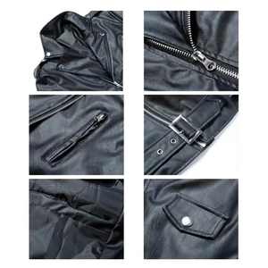 Women's <b>Long</b> Sleeve <b>Leather</b> Varsity Baseball <b>Jacket</b> Coats and <b>Jackets</b> with Canvas Fabric - Product Image 5