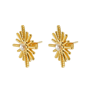 Vente en gros Outrun Multi Color Vintage Style Argent Plaqué Acier Inoxydable Perle Boucles d'Oreilles pour Femmes Indien Fournisseur Cadeau - Product Image 2