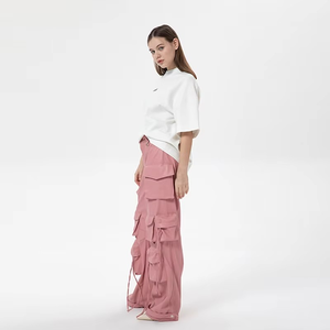 Nueva llegada verano mujeres alta cintura pantalón largo ancho al por mayor transpirable pantalones cargo sueltos mujeres - Product Image 6