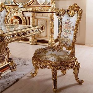 Ensemble de table à manger traditionnelle de luxe européenne, chaises en bois sculpté à la main, dorées, antiques, avec dossier solide, meubles pour la maison, hôtel, appartement - Product Image 6