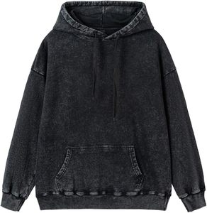 เสื้อฮู้ดผู้ชายขนาดใหญ่พิเศษแบบมีฮู้ดสำหรับผู้ชายเสื้อแนวสตรีทหนาสีเรียบเรียบไม่เป็นกรด - Product Image 4