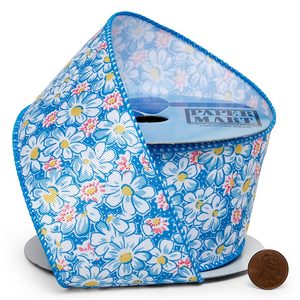 Floral Spring Daisies on <b>Wired</b> <b>Ribbon</b> Spool Elegant and Stylish Design for Crafting and Decorations - Product Image 2
