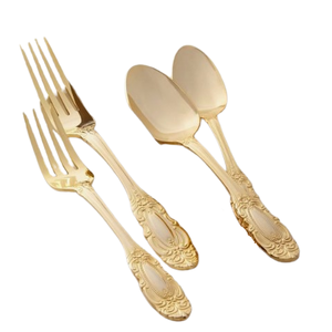 Cuchara con mango de diseñador y tenedor de metal, juego de cubiertos con acabado dorado de acero personalizado, juego de cuchillos de cocina - Product Image 1