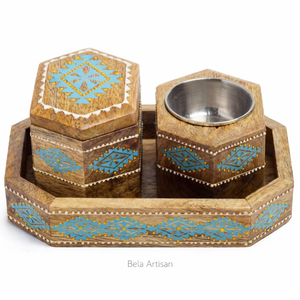 Juego de Bandeja Quemadora de Incienso Bakhoor de Resina y Madera Hecha a Mano, Ecológica y de Lujo, Difusor de Aromaterapia Aromático - Product Image 1