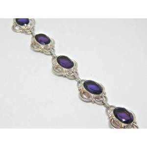 Bracelet de bijoux en argent d'améthyste naturelle fait à la main Bracelet de perles fines pour filles et femmes Article de cadeau unique - Product Image 4