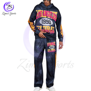Good Supplier Durable Flexible Product Outer Wear Street Rush <b>Men</b> <b>Tie</b> Dye Letter Print Hooded Sweatshirt And Sweatpants Sets - Product Image 4