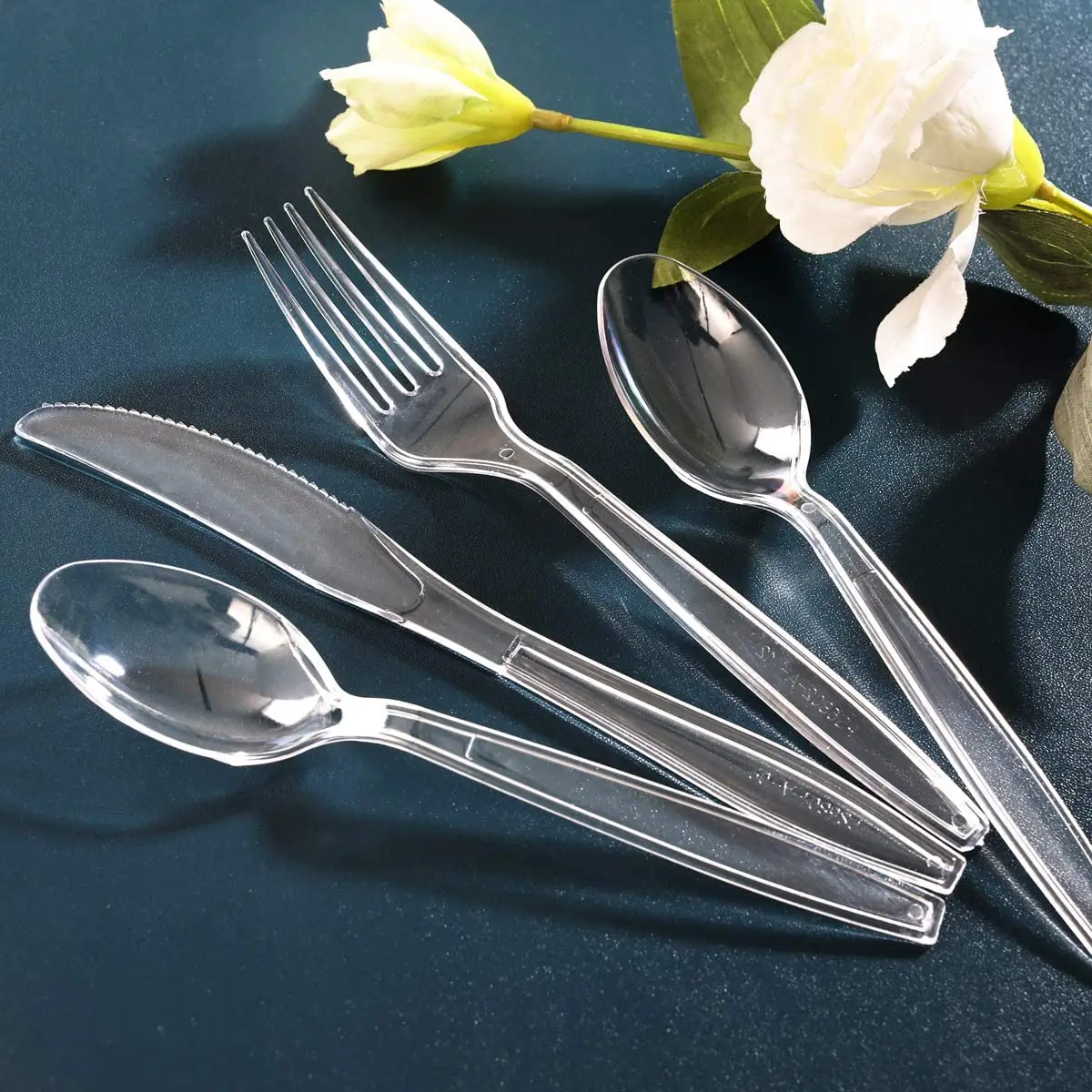Disposable Clear Plastic Cutlery Set for Home Party Wedding Include Fork Knife and Spoon
