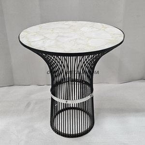 Mesa de centro minimalista única de mármol nube, centro de mesa travertino de baja altura para zonas de estar modernas y elegantes - Product Image 2