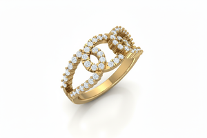 แหวนเพชรดีไซน์โมเดิร์นแบบบายพาสลูปสำหรับผู้หญิง - Product Image 3