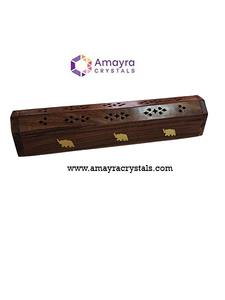 Caja de soporte de palo de incienso de madera con diseño de logotipo OHM caja de artesanía Handi hecha a mano cristales al por mayor de exportaciones de cristales Amayra - Product Image 4