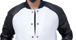 Veste bombardier universitaire chaude et élégante pour hommes, col montant en toile, logo avant, fermeture à pression, garniture côtelée OEM, coupe Streetwear - Product Image 2