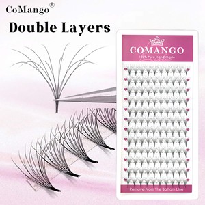 CoMango Bouquets de <span class=keywords><strong>cils</strong></span> préfabriqués double couche effet volume, extensions de <span class=keywords><strong>cils</strong></span> hybrides volumineuses, <span class=keywords><strong>faux</strong></span> <span class=keywords><strong>cils</strong></span> méga volume - Product Image 1