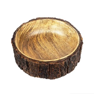 Mango Wood Decorative Bowl Wood effect Bark Hot Selling Product Mango Wood Decorative Bowl with Tree Bark Made In India - Product Image 1