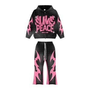 2025 personalizable peso pesado DTG lado raya pantalón Diseño de Moda de invierno con diamantes de imitación chándal serigrafía incluida - Product Image 6