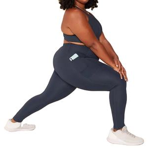 Traje de Yoga de talla grande para mujer, mallas de cintura alta y Sujetador deportivo push-up, patrón sólido, ropa de gimnasio para fitness - Product Image 3
