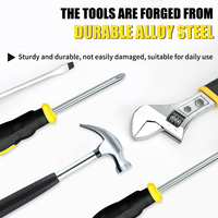 Kit d'outils classique pour la maison de 33 pièces, comprenant un marteau en acier, une clé à molette réglable, des ciseaux, une lampe de poche et des tournevis pour les réparations de bricolage à la maison