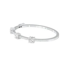 IGI Certified Lab Grown Round Cut Diamond Three Stone Bangle <b>Bracelet</b> in <b>Solid</b> 925 Sterling <b>Silver</b> - Product Image 2