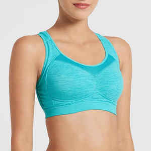 Soutien-gorge de sport sans couture pour femme, rembourré, respirant, séchage rapide, avec logo simple sur le devant, maintien moyen, effet push-up, idéal pour le yoga, la gym et le fitness - Product Image 2