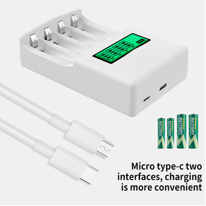 Bộ sạc pin sạc lại được YOHCELL On-The-Go với màn hình LCD, 4 khe cắm, bộ chuyển đổi phích cắm EU/US dành cho pin Ni-MH AA AAA - Product Image 2