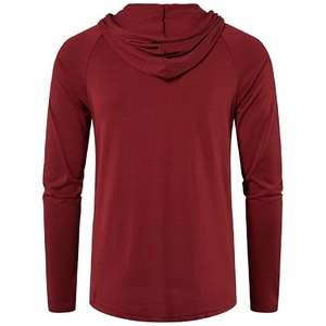 Sweat-shirt à capuche pour homme, rouge foncé, classique, décontracté, en polaire, avec poche kangourou - Product Image 2