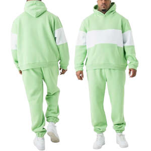 Ensemble de survêtement unisexe en molleton de coton respirant décontracté d'hiver, design uni personnalisé, sweat-shirt à capuche et pantalon de jogging, taille plus, pull-over - Product Image 1