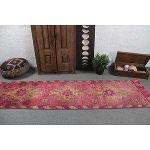 2.6x9.7 ft Herki Turkish Rug <b>Red</b> Patchwork Eco-Friendly Traditional Rug with Latex Backing <b>Wool</b> - Product Image 3