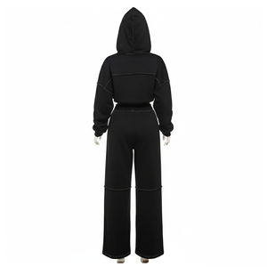 Conjunto Deportivo de Invierno con Capucha para Mujer, Logotipo Personalizado, Alta Calidad, Estilo Holgado, 2 Piezas, para Correr y Descansar en Casa con Estilo - Product Image 6