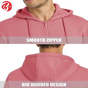 Los adultos usan sudaderas con capucha de invierno con forro polar y cremallera de Color Rosa Estilo callejero Los hombres más vendidos usan sudaderas con capucha Casuales - Product Image 6