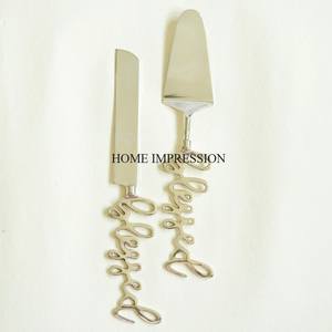 สีเงินรูปหัวใจดีไซน์สุดแฟนซีที่จับเค้กและมีดจากผู้ผลิตอินเดีย - Product Image 4