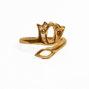 Lotus Flower <b>Ring</b> Brass Jewelry for Women 18k <b>Gold</b> Plated Dainty Nature Design Wholesale <b>Rings</b> - Product Image 1