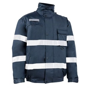 Best Quality Customizable Winter High Visibility Breathable Canvas Stand Collar Quilted Hooded Safety Jacket for Men Front - Product Image 3