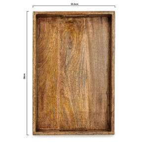 Plateau rectangulaire en bois d'acacia avec finition en bois brun naturel pour les fournisseurs d'accessoires d'ustensiles de cuisine pour la maison - Product Image 1