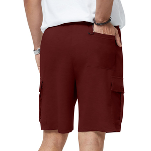 2025, venta al por mayor, pantalones cortos Cargo sólidos para hombre, cintura elástica, bolsillo para correr informal, logotipo personalizado, algodón, estilo callejero, transpirable, rápido - Product Image 5
