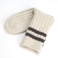 Chaussettes en laine de mouton mongole-Hypoallergénique, confort ultime, super douces et chaudes avec une couleur blanche pure 100% naturelle W Bottom