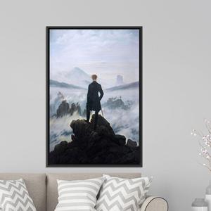 Obra de arte impresa en lienzo: Wanderer Above the Sea of Fog, lienzo con marco negro - Product Image 1