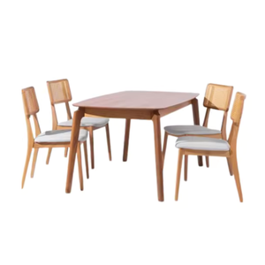 Ensemble de table et de chaises de salle à manger en bois massif de luxe avec un design moderne super confortable pour une utilisation domestique polyvalente - Product Image 1
