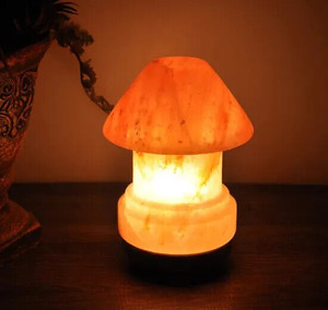 Lampe au sel de l'Himalaya en forme de champignon poli Article décoratif sculpté Panier d'amour religieux Styles attrape-rêves Style floral - Product Image 3