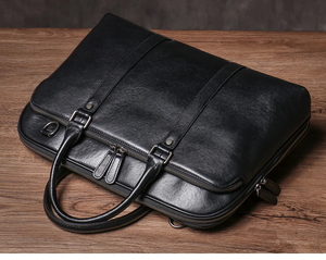 Classic Leather Laptop Messenger Korean Protective Portable Shoulder Travel Bag Durable Zipper Closure - Product Image 4